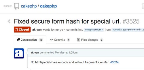 Fixed secure form hash for special url. by akiyan · Pull Request #3525 · cakephp/cakephp Fixed secure form hash for special url. by akiyan · Pull Request #3525 · cakephp/cakephp