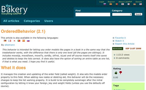 OrderedBehavior (2.1) | The Bakery, Everything CakePHP